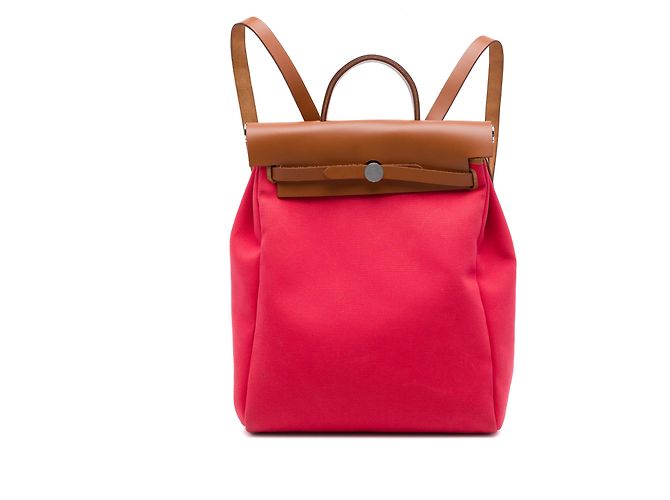 Hermès Red Toile Herbag A Dos Zip Retourne Rucksack Rot