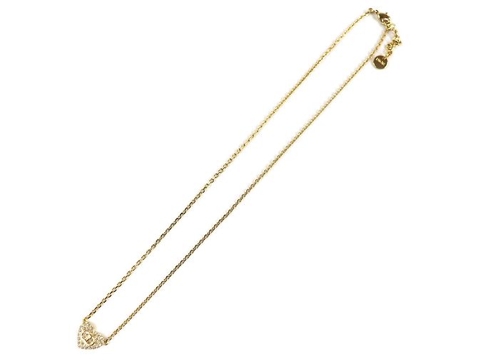 Collana Dior Gold Plated e Strass con Pendente Cuore Logo CD D'oro