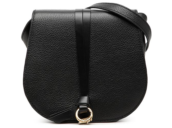 Chloé Mini Bolsa Tiracolo Alphabet em Pele de Bezerro Grão Preto