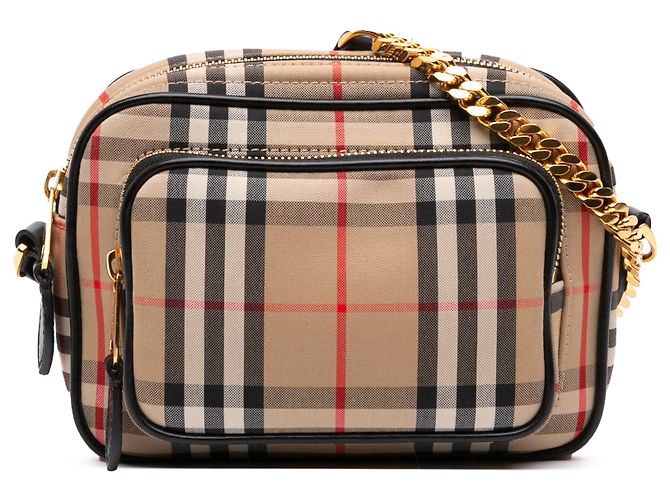 Sac Camera Burberry en toile House Check beige