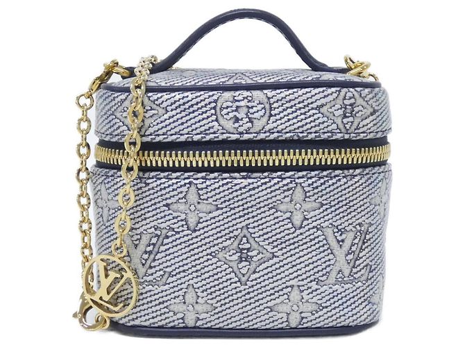Louis Vuitton Monogram Laminated Jacquard Micro Vanity Handbag Blue
