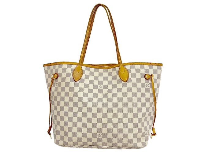 Louis Vuitton Damier Azur Neverfull MM Tote Bag Weiß