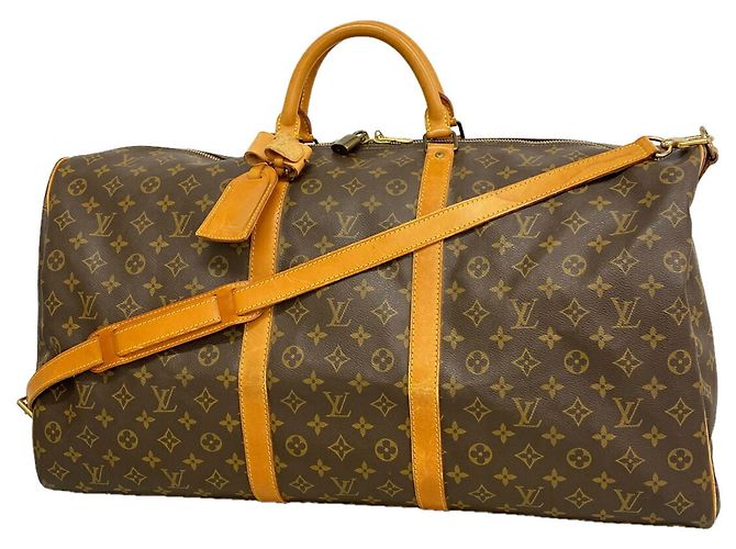 Louis Vuitton Brown Boston Monogram Keepall Bandoulière 60 Marrone