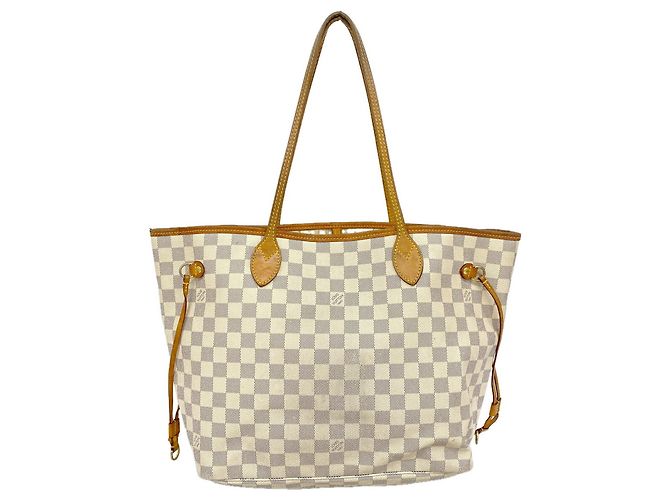 Saco Tote Louis Vuitton Damier Azur Neverfull MM Branco