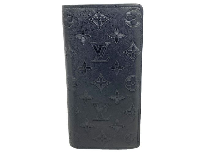Louis Vuitton Monogram Shadow Portefeuille Brazza Long Wallet Nero