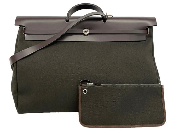 Hermès Hermes Herbag Zip 50 Handtasche Braun Khaki