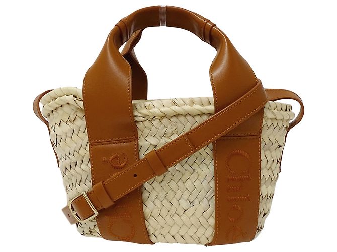 Sac à main Chloé en raphia et cuir marron