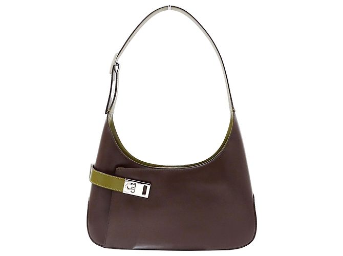 Borsa a tracolla in pelle Salvatore Ferragamo Marrone Cachi