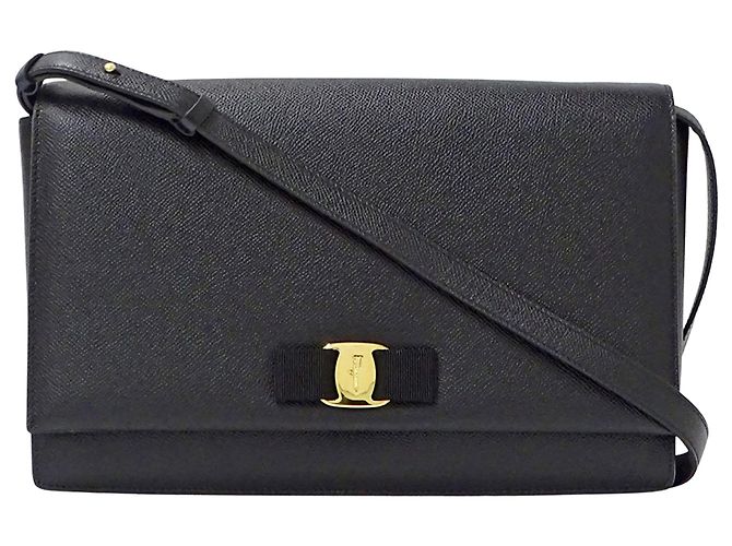 Borsa a tracolla in pelle nera Salvatore Ferragamo Nero