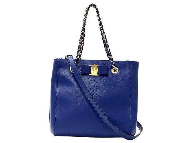 Borsa in pelle blu Salvatore Ferragamo