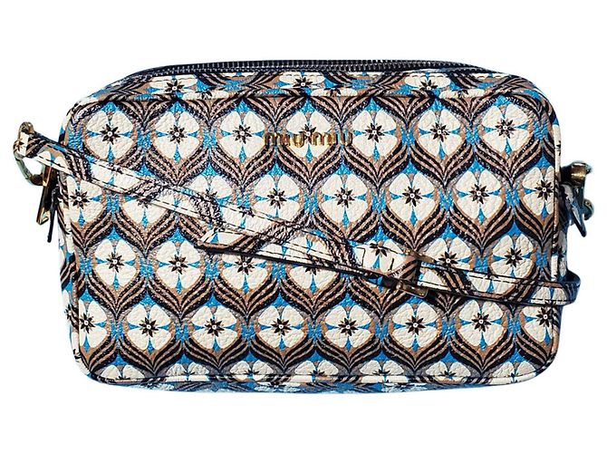 Borsa a tracolla Miu Miu con design floreale Bianco Blu
