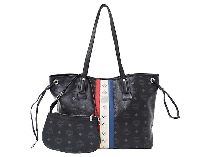 Sac cabas MCM en toile enduite Noir Multicolore