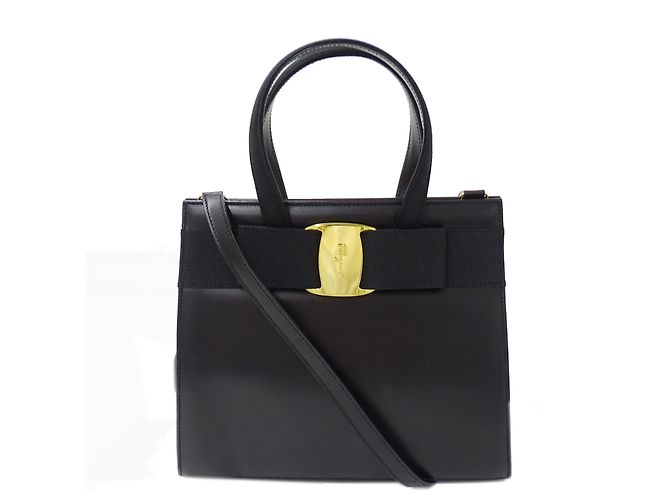 Bolsa de couro Salvatore Ferragamo Preto