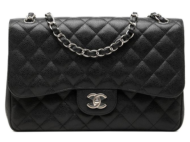 Borsa a tracolla Chanel Matelassé Coco Mark Double Flap con catena Nero