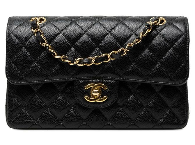 Timeless Borsa a tracolla Chanel Matelassé Black Double Flap Nero