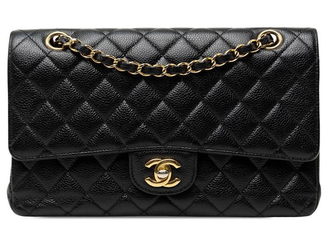 Bolsa de Ombro Chanel Matelassé 25 Coco Mark Double Flap com Corrente Preto
