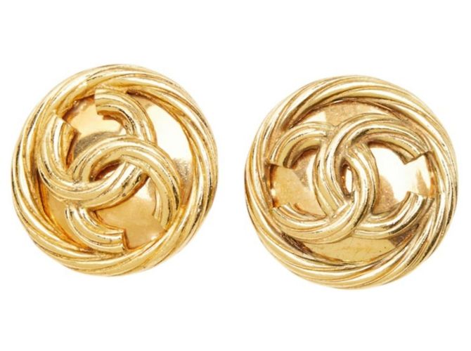 Orecchini a clip vintage Chanel Coco Mark D'oro