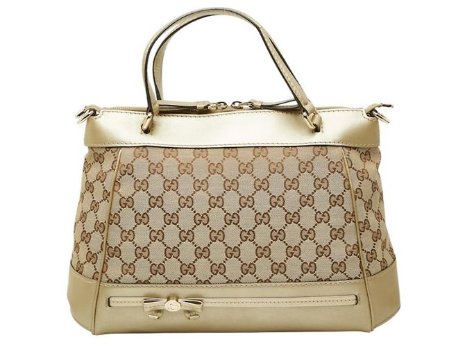 Bolsa Gucci GG Canvas Mayfair Bege Dourado