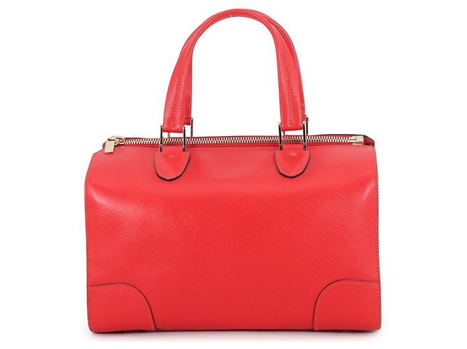Sac à main en cuir Valextra Babila Boston Small Rouge