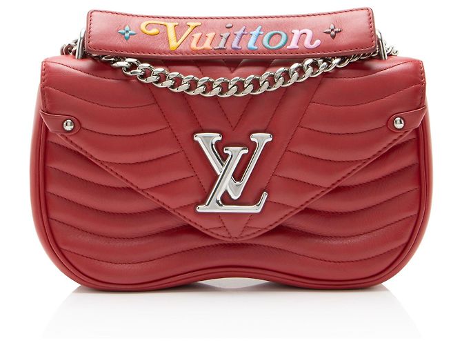 Bolsa de Ombro Louis Vuitton New Wave Chain MM em couro de bezerro Vermelho