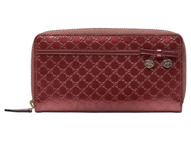 Cartera larga Gucci Micro Guccissima con corazón de cinta Rosa