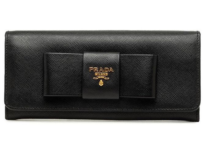Prada Ribbon Long Wallet Black