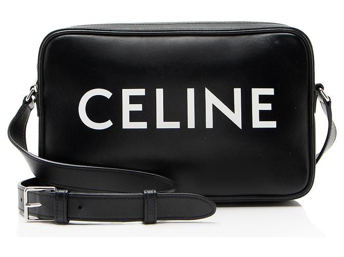 Céline Celine Smooth Calfskin Logo Print Medium Messenger