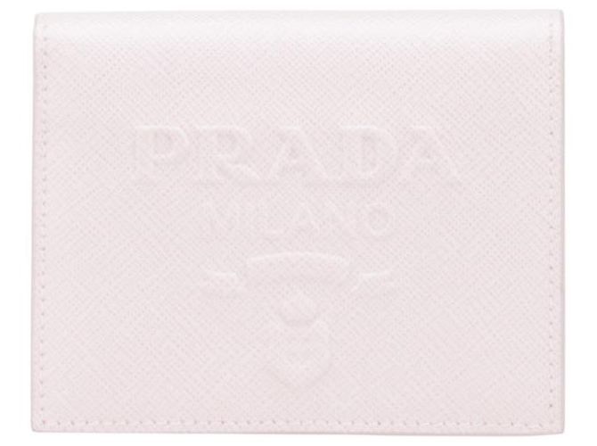 Portafoglio bi-fold Prada logo embossed Rosa