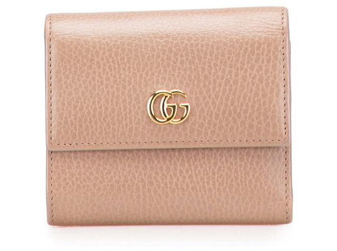 Cartera Gucci GG Marmont Tri-fold Castaño Beige