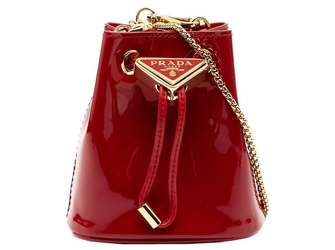Prada Triangle Logo Mini Chain Shoulder Pouch Red