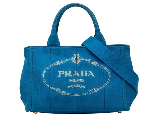 Bolsa Prada Canapa Triangle Logo Azul
