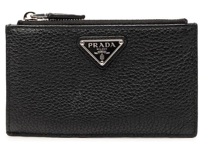 Prada Kartenetui mit Dreieckslogo Schwarz