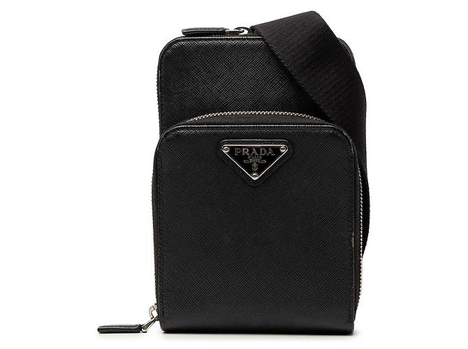 Prada Triangle Logo Phone Crossbody Black