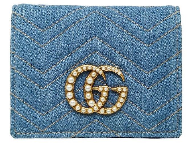 Cartera compacta bi-fold Gucci GG Marmont Azul