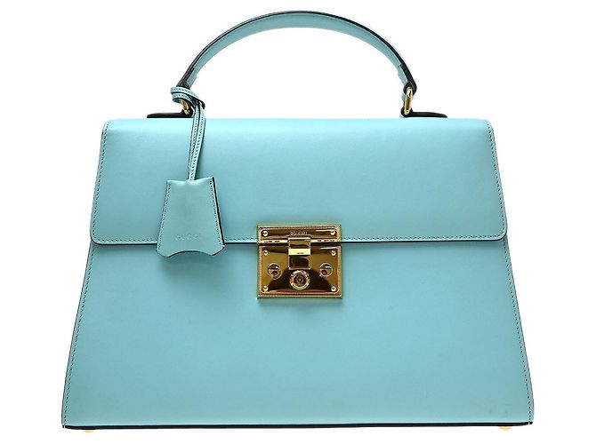 Gucci Padlock Top Handle Leather Medium Blu