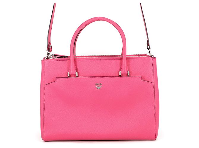 Mala Tote em couro rosa MCM