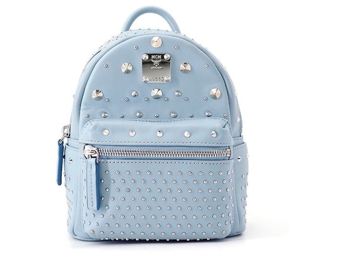 MCM Stark Special Bebeboo Leather Backpack Light blue