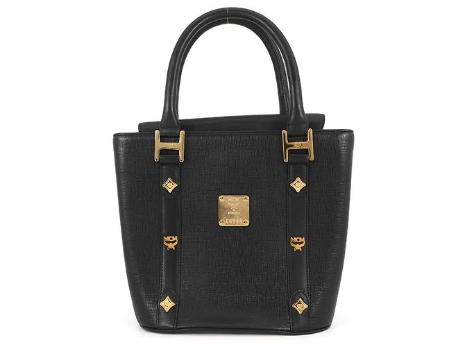 Bolsa de mão MCM em couro preto