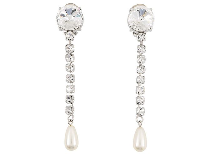 Orecchini a clip Miu Miu argento con strass
