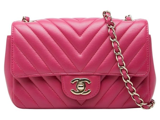 Bolsa de ombro com corrente Chanel Coco Mark V-stitch Rosa
