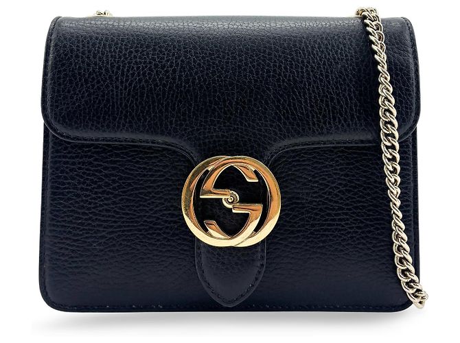 Gucci Interlocking Patent Small Noir