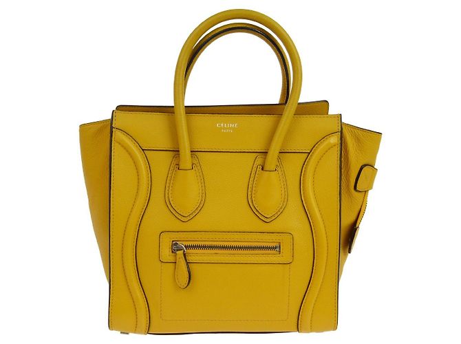 Céline Celine Luggage Smooth Leather Micro Yellow