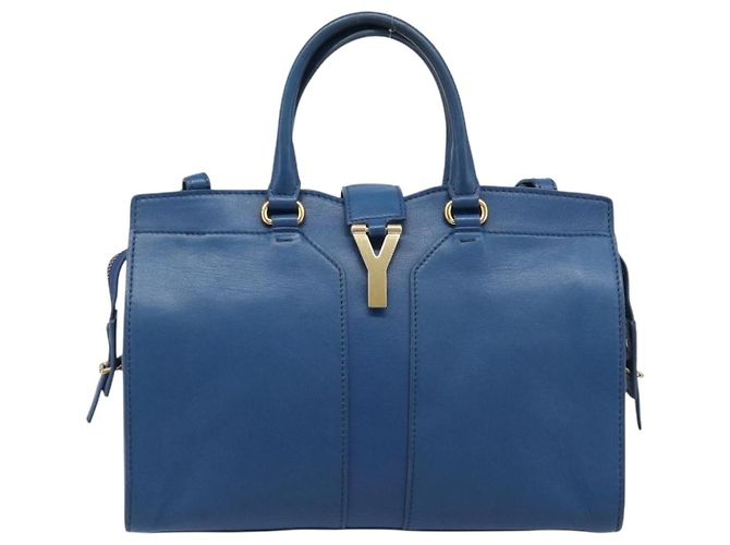 Autre Marque Saint Laurent Chyc Cabas Leather Medium Blu