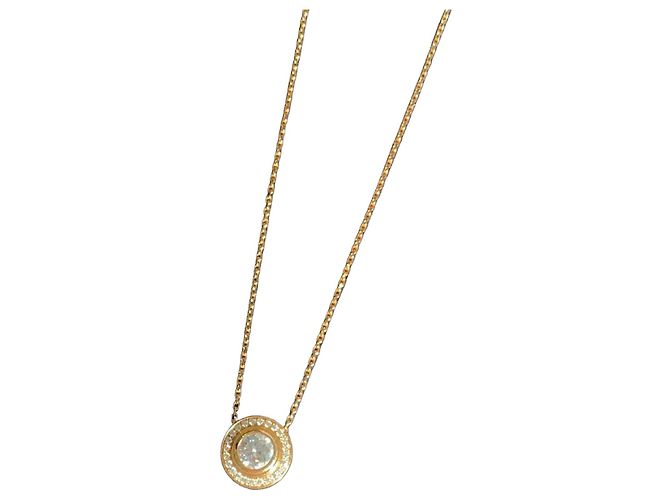Collar Cartier de Oro Rosa con Disco de Diamantes Dorado