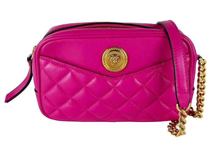 Bolsa de ombro em couro Versace em rosa