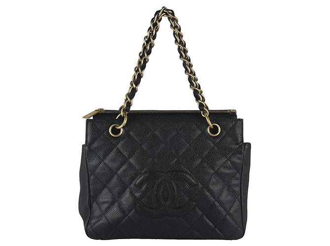 Borsa Chanel in pelle di vitello martellata nera Nero