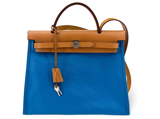 Hermès Hermes Herbag Zip Verso Leather and Toile 31 Marron