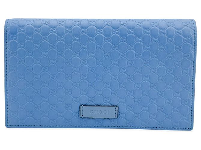 Carteira com Alça Gucci em couro Microguccissima Azul