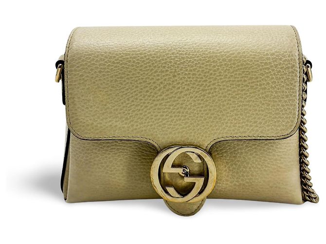 Gucci Interlocking Leather Small Beige
