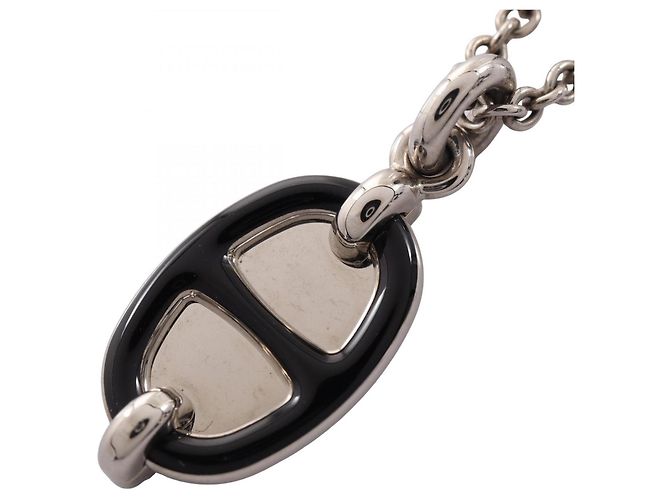 Hermès Collana Hermes Chaine d'Ancre Mini Maillon PM Nero Argento